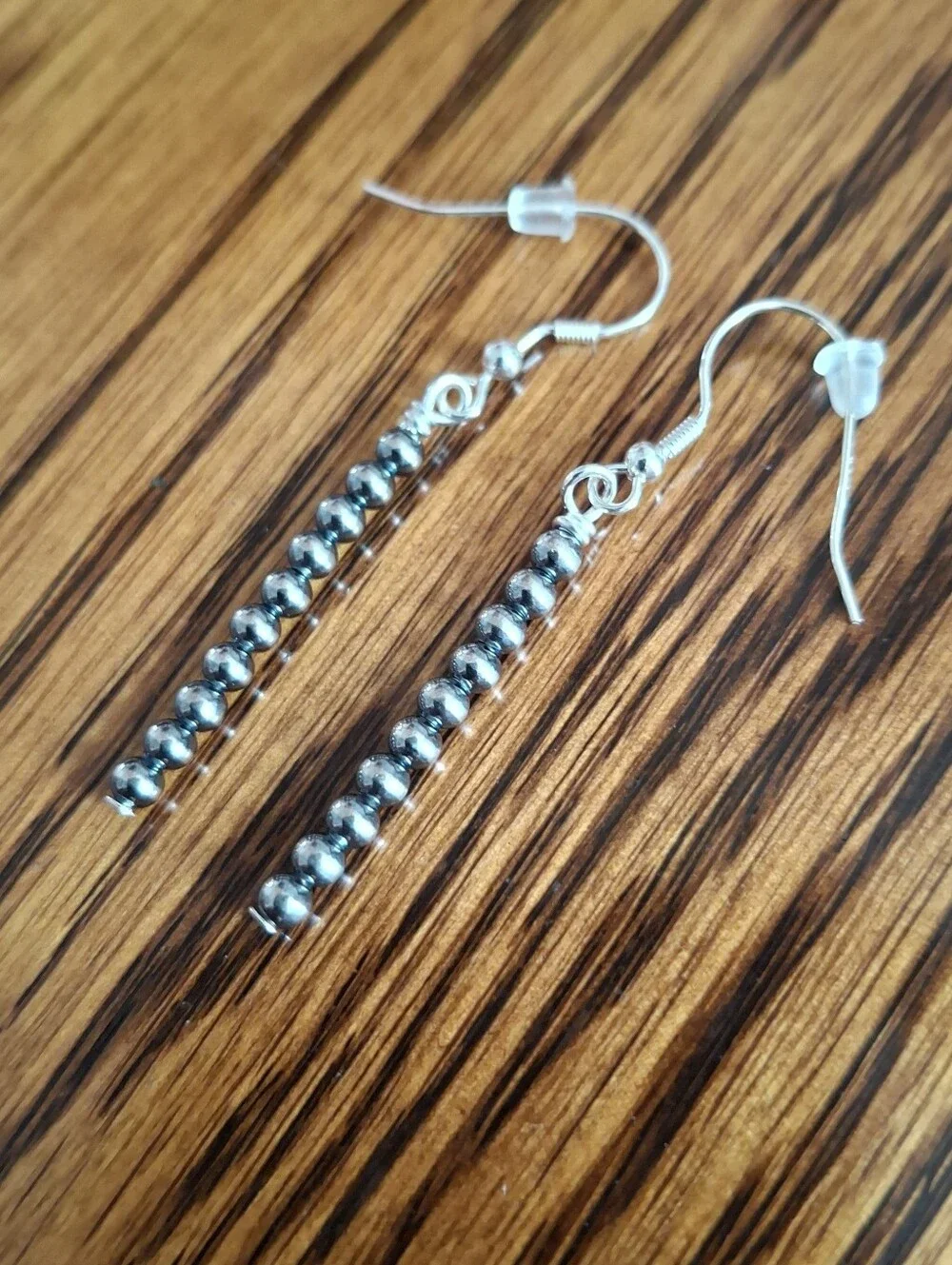 Desert Pearl 2mm Sterling Silver Dangle Matchstick Earrings